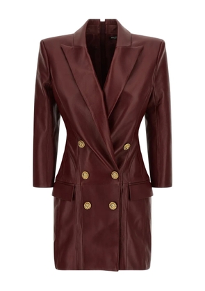 Balmain double-breasted leather mini dress - Red
