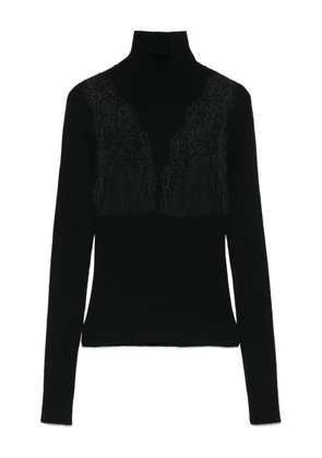 Blumarine lace-insert turtleneck sweater - Black