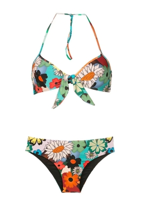 Amir Slama floral-print halterneck bikini - Black