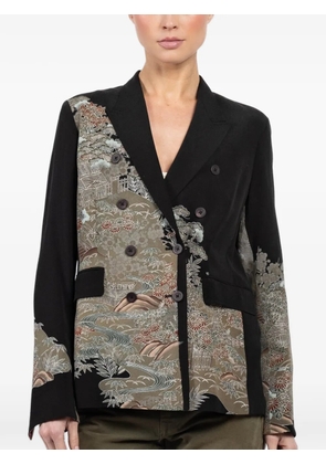 IBRIGU patterned double-breasted coat - Black