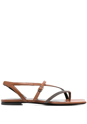 Fabiana Filippi bead-embellished cross-strap sandals - Brown