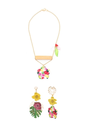 Amir Slama Bijoux floral-appliqué necklace earrings set - Multicolour