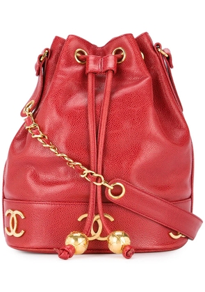 CHANEL Pre-Owned 1994-1996 logo drawstring shoulder bag - Red