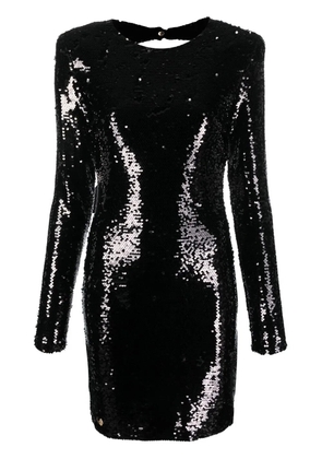 Philipp Plein long-sleeved sequin-embellished dress - Black