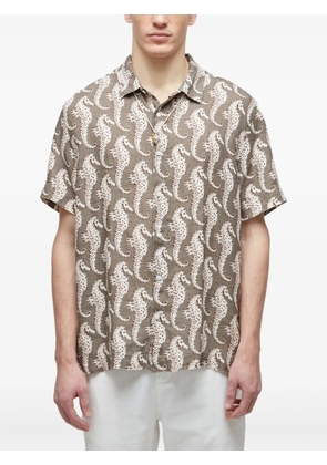 Osklen seahorse-print linen shirt - Neutrals
