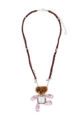 YVMIN teddy-bear crystal-embellishments necklace - Silver