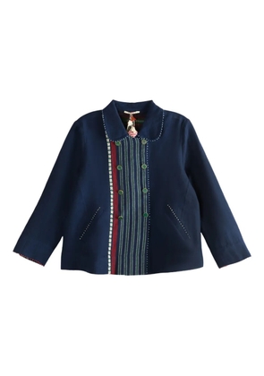 Pero embroidered striped wool jacket - Blue