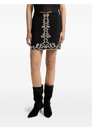 BOSS embroidered scalloped-hem mini skirt - Black