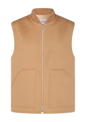Lardini zip-front patch-pocket waistcoat - Brown