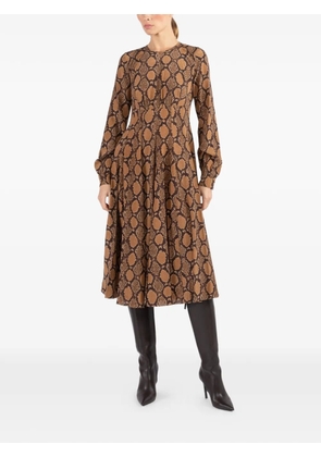 Michael Kors Collection long-sleeve flared midi dress - Brown