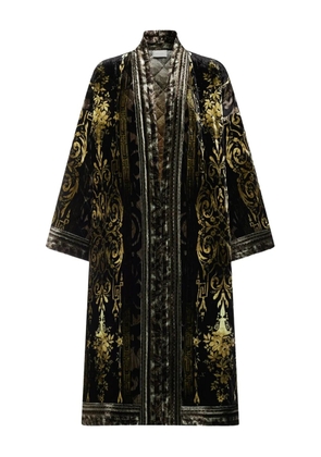 Pierre-Louis Mascia baroque-print velvet coat - Green
