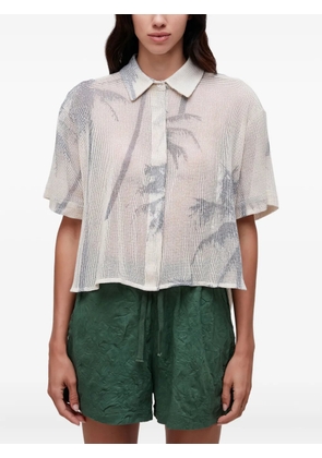 Osklen palm-tree mesh shirt - Neutrals