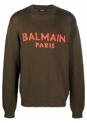 Balmain logo knit jumper - Green