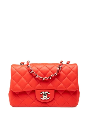 CHANEL Pre-Owned 2018-2019 Mini Rectangular Classic Lambskin Single Flap crossbody bag - Red