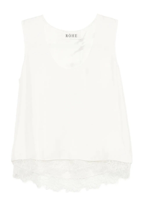 Róhe lace-trimmed silk top - White