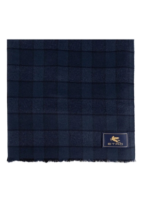 ETRO checked wool-cashmere blend scarf - Blue