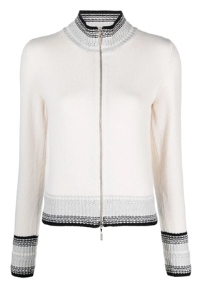 Barrie Mottled zip-up cashmere cardigan - Neutrals