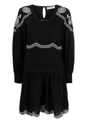 TWINSET embroidered long-sleeve short dress - Black