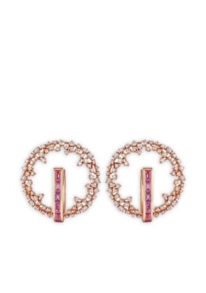 Ananya 18K rose gold diamond and pink sapphire hoop earrings