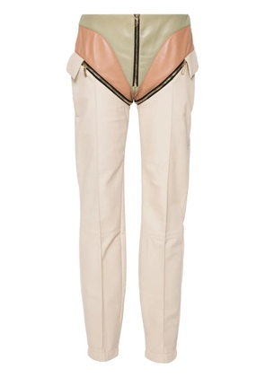 MITILIANE COUTURE leather-panelled zipped trousers - Neutrals