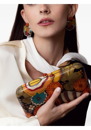SILVIA FURMANOVICH Marquetry Chrysanthemum clutch bag - Orange