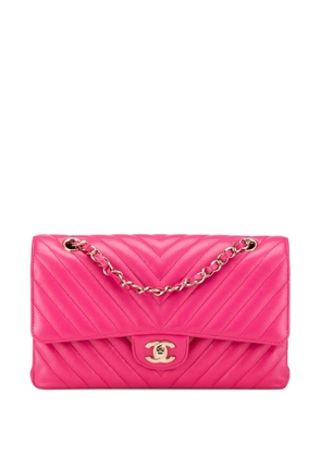 CHANEL Pre-Owned 2017-2018 Medium Classic Chevron Lambskin Double Flap shoulder bag - Pink