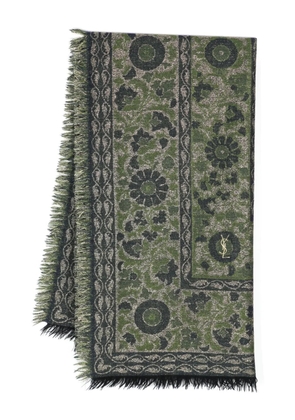Saint Laurent Pre-Owned 1980s floral-jacquard scarf - Green
