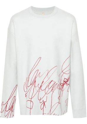 OAMC scribble-print fleece sweater - Blue