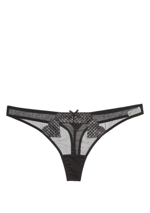 Fleur Du Mal Heart embroidered thong - Black