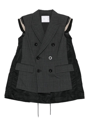 sacai Glen double-breasted checked vest - Grey