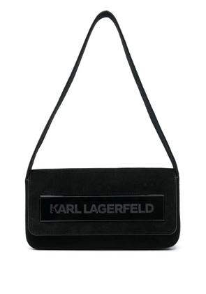 Karl Lagerfeld IKON K medium Flap suede shoulder bag - Black
