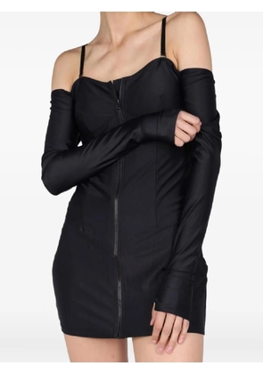HUALA zip long-sleeved mini dress - Black