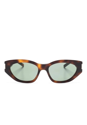 Saint Laurent Eyewear Bold Geo oval-frame sunglasses - Brown
