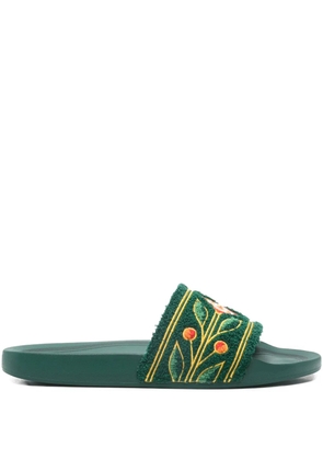 Casablanca floral-embroidered slides - Green