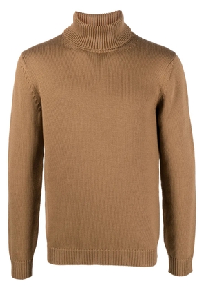 Nuur high-neck merino wool knit jumper - Brown