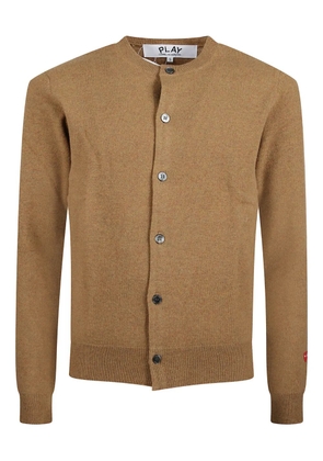 Comme Des Garçons Play button heart-motif cardigan - Brown