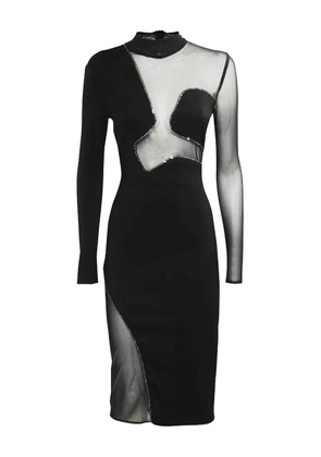 John Richmond mesh-insert embellished party dress - Black