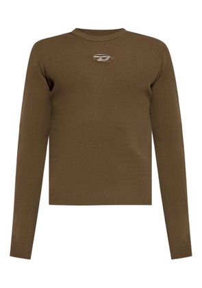 Diesel ribbed logo-detail long-sleeve T-shirt - Green