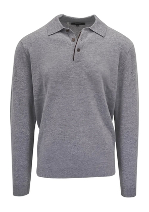 Kinross Cashmere buttoned collared polo shirt - Grey
