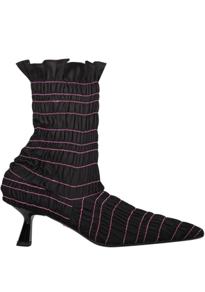 Amy Crookes ruffle-detail ankle boots - Black