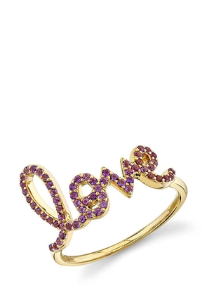 Sydney Evan 14kt yellow gold large Love Script diamond ring