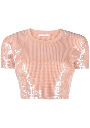 Alexander Wang sequin-embellishment cropped T-shirt - Pink