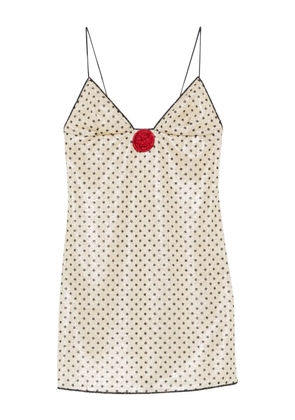 Oséree polka-dot appliqué mini dress - Neutrals