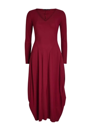 High panelled V-neck midi dress - Red