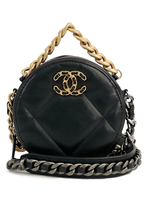 CHANEL Pre-Owned 2020 Quilted Lambskin 19 Round Clutch with Strap satchel - Black