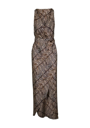 Peter Cohen V-neck print midi dress - Brown