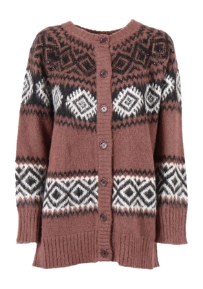 ERMANNO FIRENZE rhombus-patterned cardigan - Brown