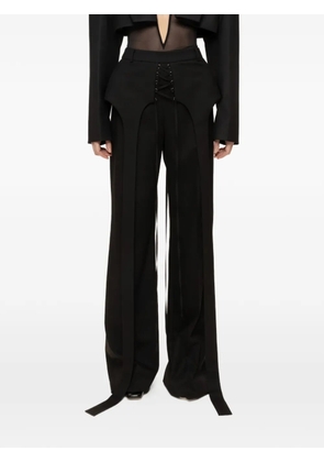 NISSA exaggerated hips lace-up trousers - Black