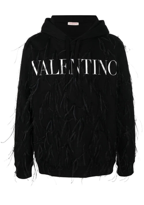 Valentino Garavani feather-embellished logo hoodie - Black