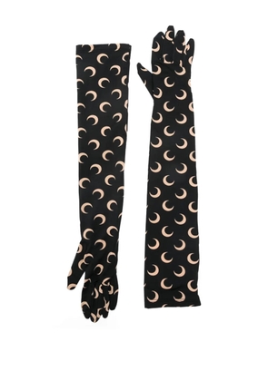 Marine Serre crescent moon print gloves - Black